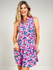 Sleeveless Lizzy Floral Tiered Dress in Navy Pink