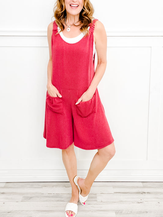 Urban Ribbed Romper with Front Pockets