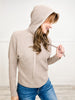 Mini Waffle Texture Dolman Sleeve Hoodie Sweater in Stone