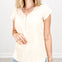 Solid Butterfly Sleeve Button V-Neck Top