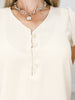 Solid Butterfly Sleeve Button V-Neck Top
