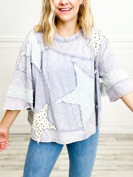 Washed Star Patch Top