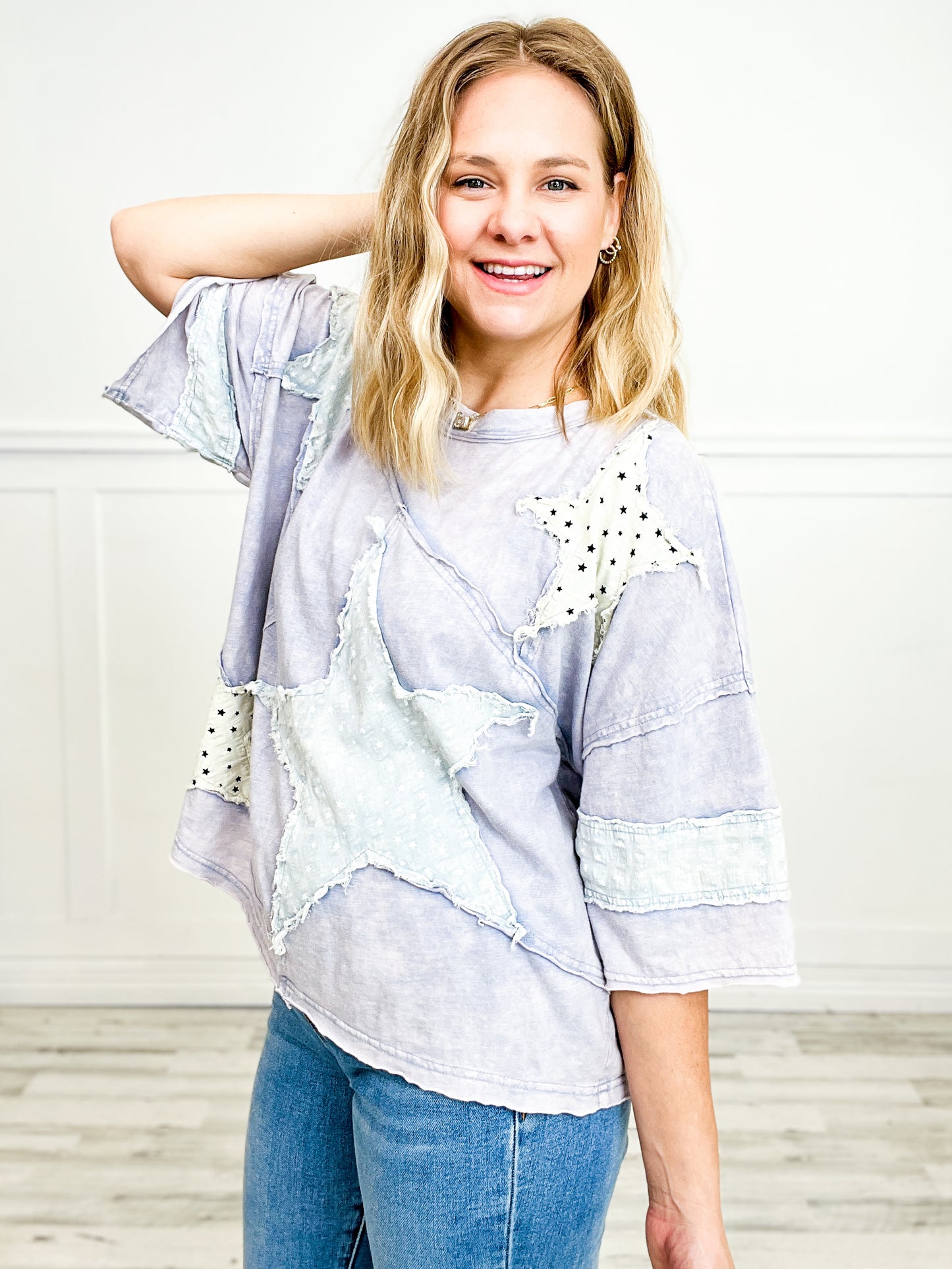 Washed Star Patch Top