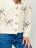 Ribbon Patch Popcorn Button Down Cardigan
