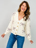 Ribbon Patch Popcorn Button Down Cardigan
