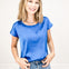 Stretch Satin Short Sleeve Top with Round Neckline