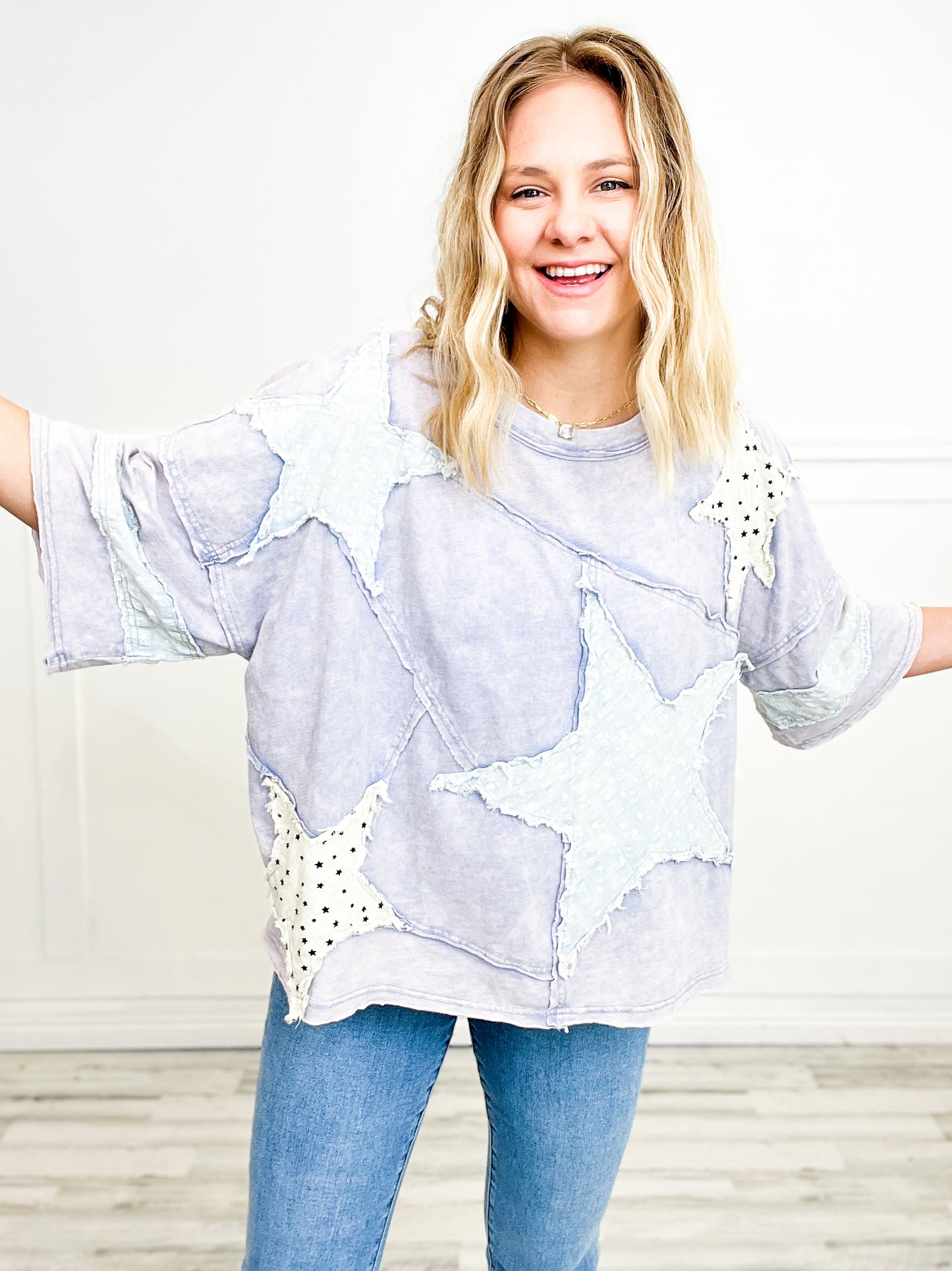 Washed Star Patch Top