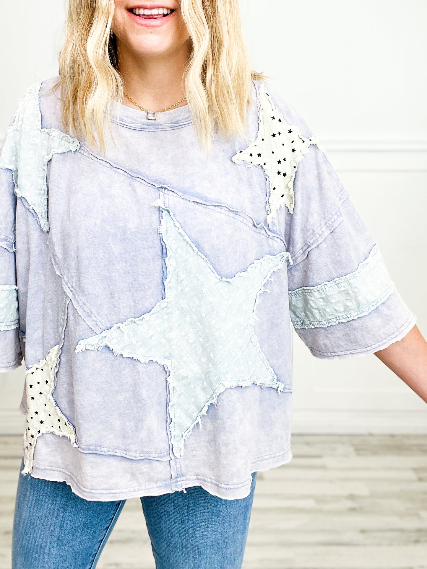 Washed Star Patch Top