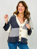 Color Block Button Down Cardigan Sweater