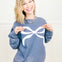 Dainty Bow With Lace Heart Elbow Patches Sweatshirt Top