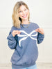 Dainty Bow With Lace Heart Elbow Patches Sweatshirt Top