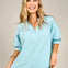 Striped Split Neckline Elbow Length Sleeve Top