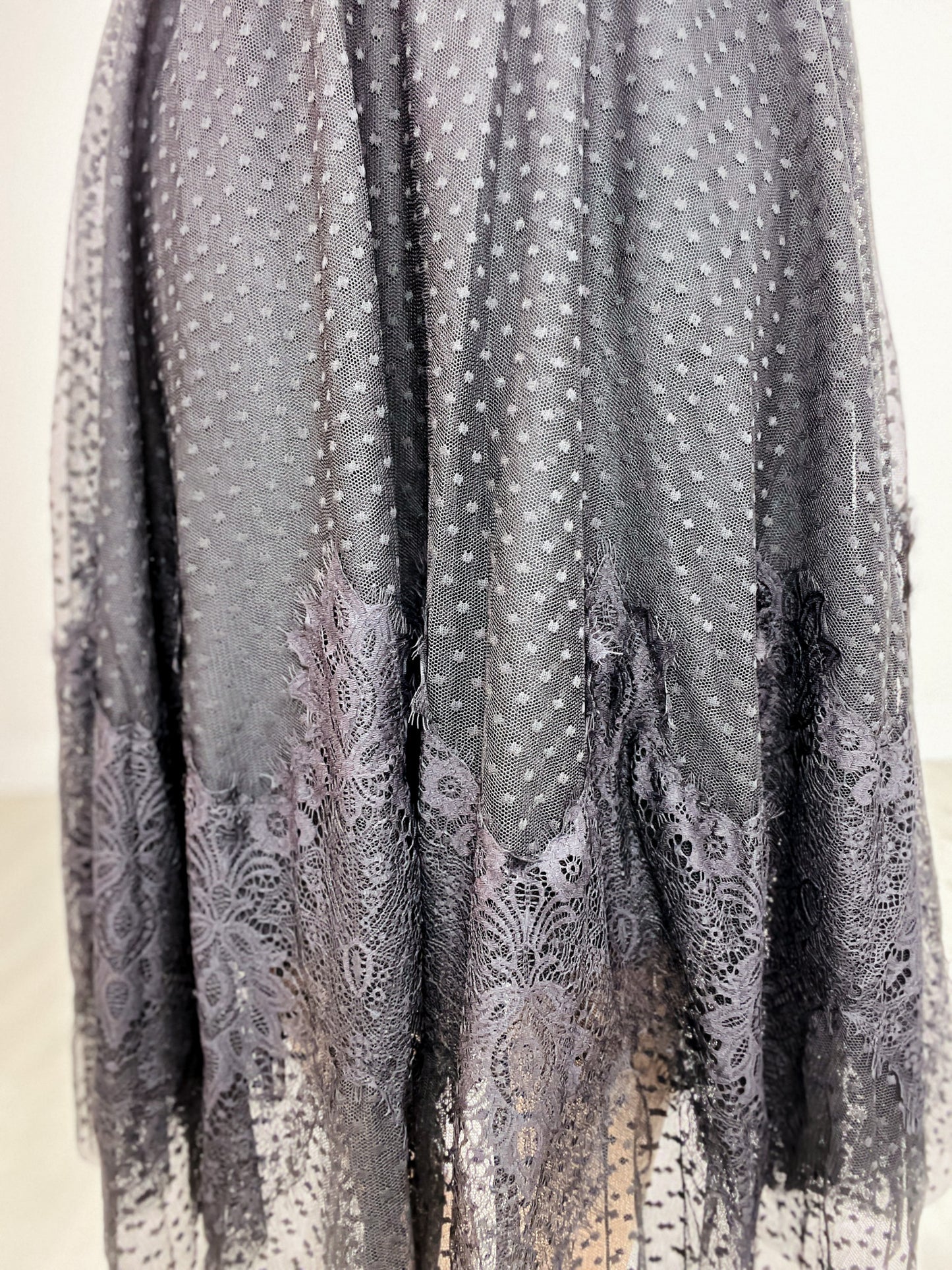 Wide Lace Dot Mesh Skirt