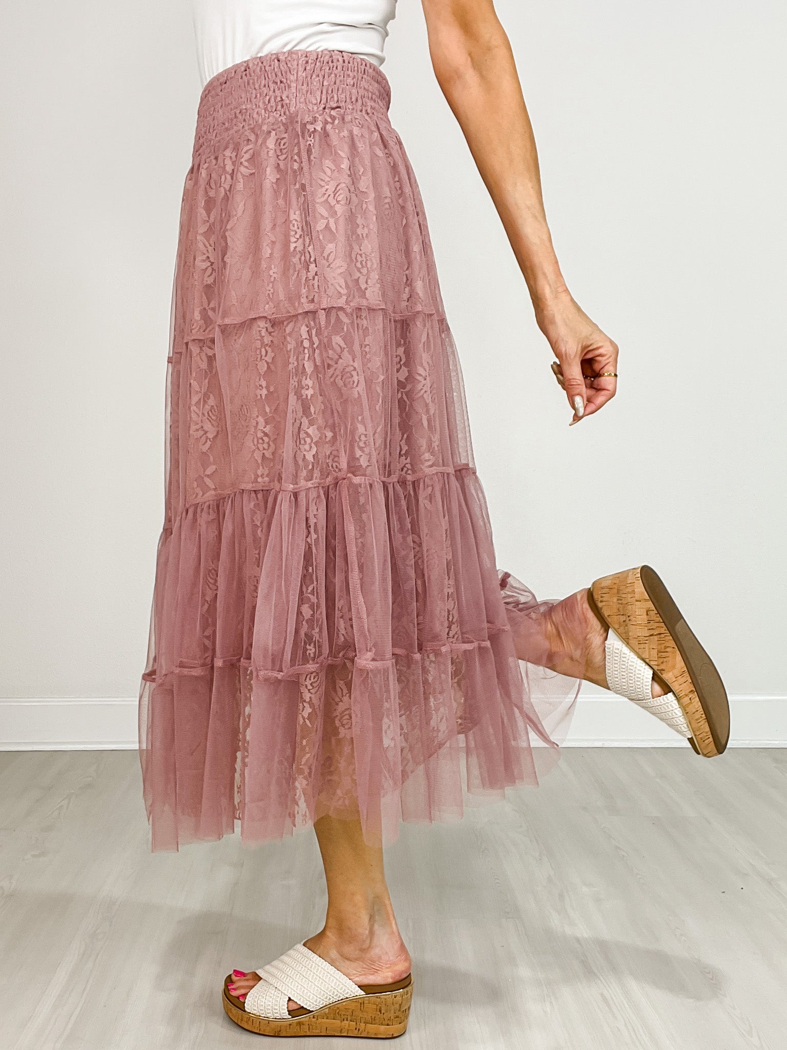 Lined All Over Laced Maxi Skirt