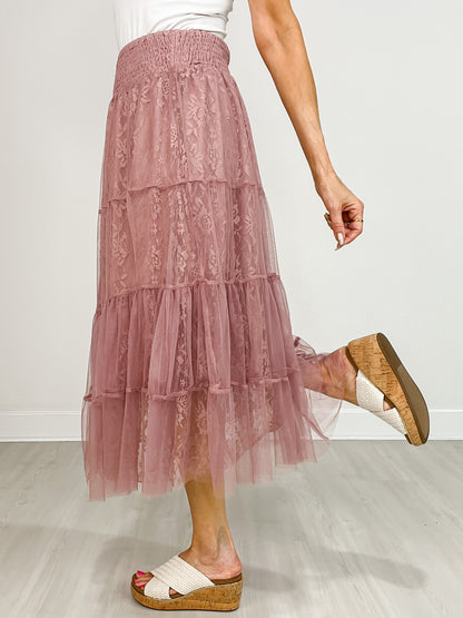 Lined All Over Laced Maxi Skirt