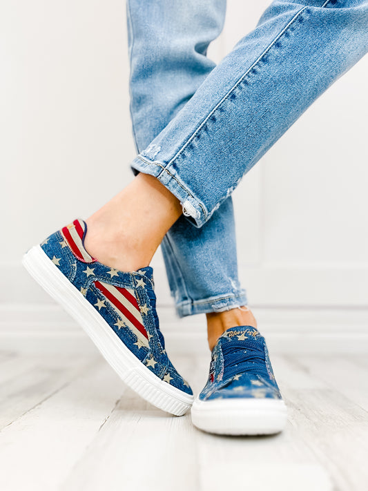 Blowfish Ayla Denim Stars in Navy Slip-On Tennis Shoes