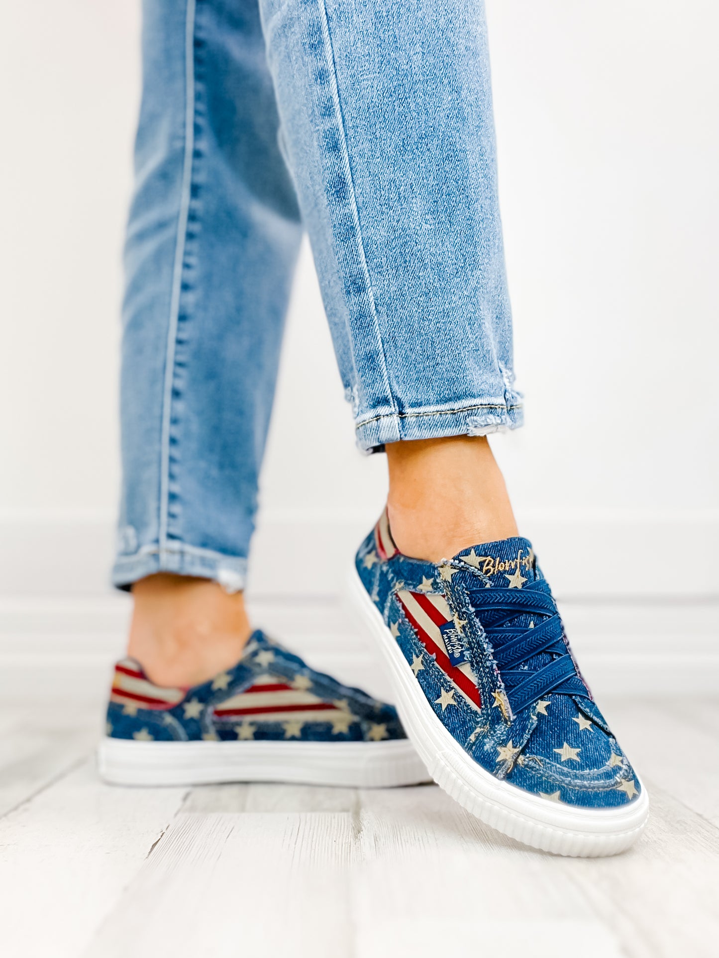 Blowfish Ayla Denim Stars in Navy Slip-On Tennis Shoes