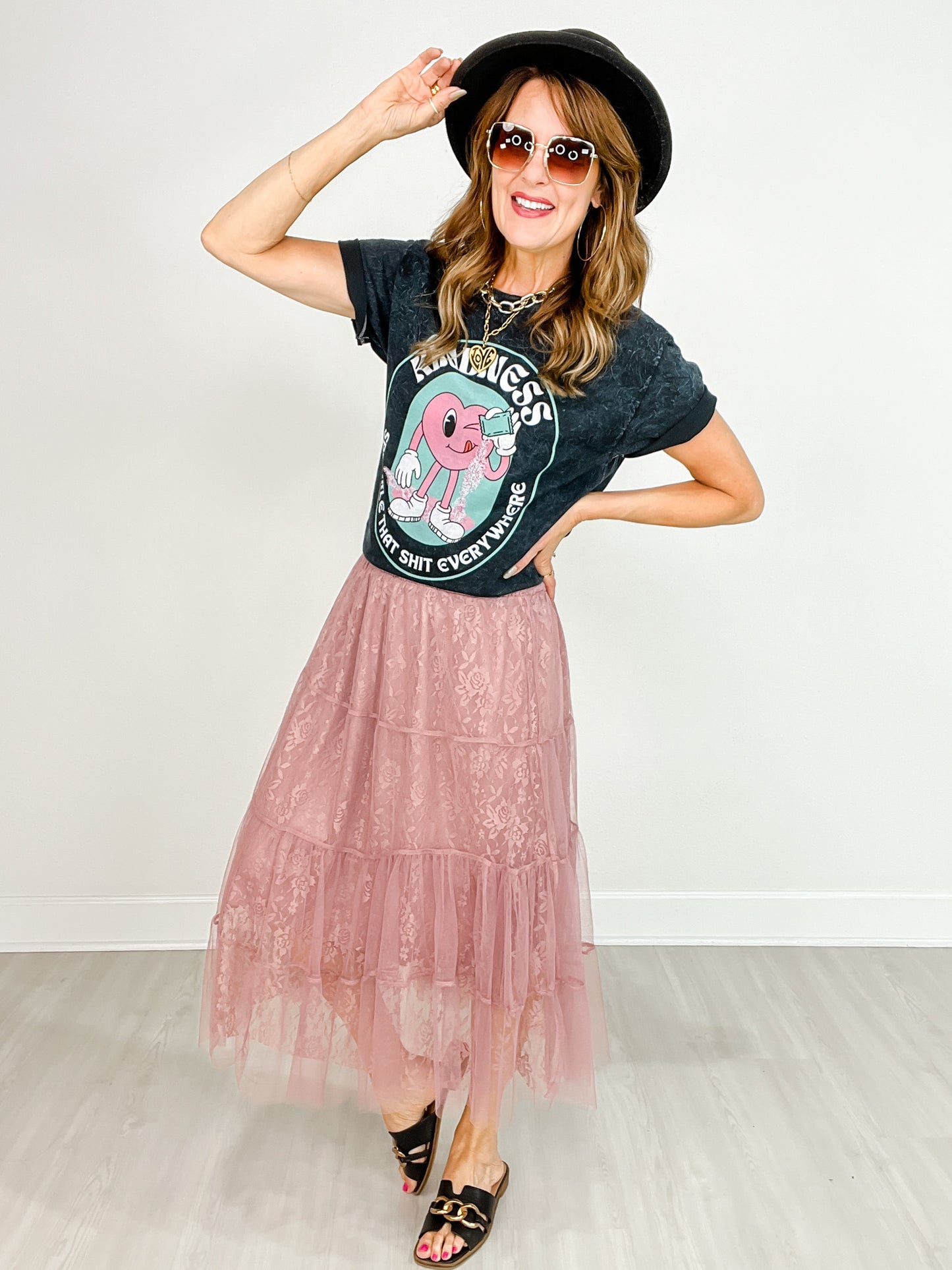 Lined All Over Laced Maxi Skirt