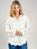 Long Sleeve Embroidery Edge Point Button Down Collared Top