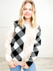 Contrast Plaid Pattern Long Sleeve Knitted Sweater