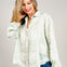 Long Sleeve Embroidery Edge Point Button Down Collared Top