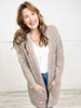 Open Front Cable Cardigan with Pocket in Taupe