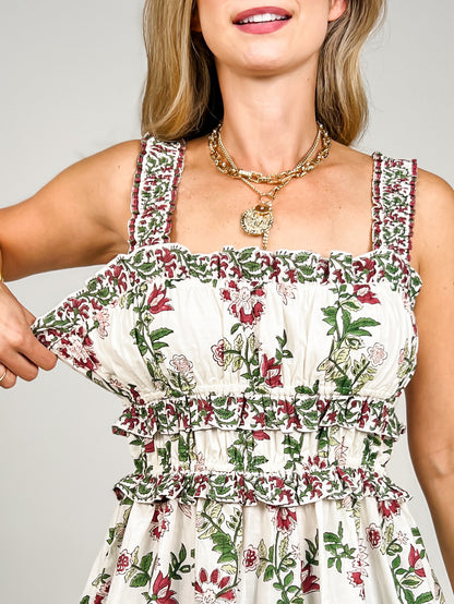 Sleeveless Smocked Bodice Top