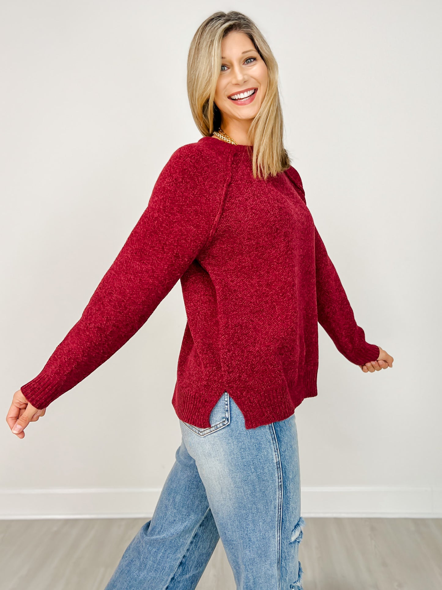 Long Sleeve Chenille Raglan Sweater Group A