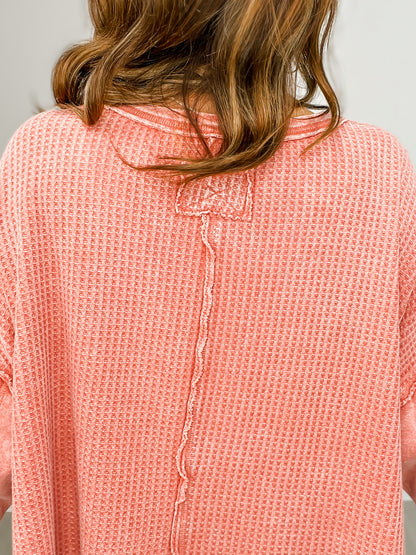 Thermal Mineral Washed Knit Dolman Top
