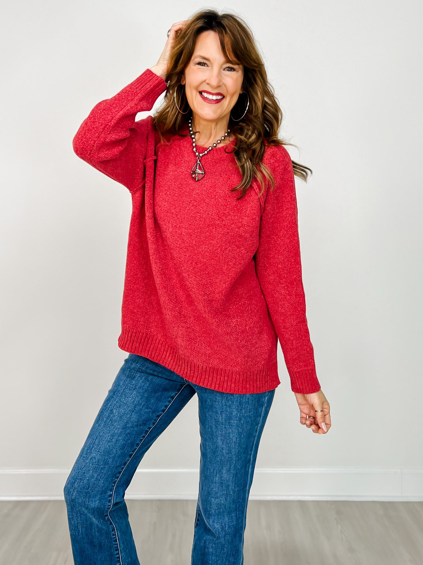 Long Sleeve Chenille Raglan Sweater Group B