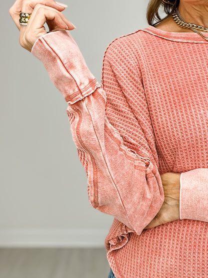 Thermal Mineral Washed Knit Dolman Top