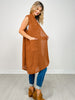 Open Front Crochet Midi Vest in CHESTNUT