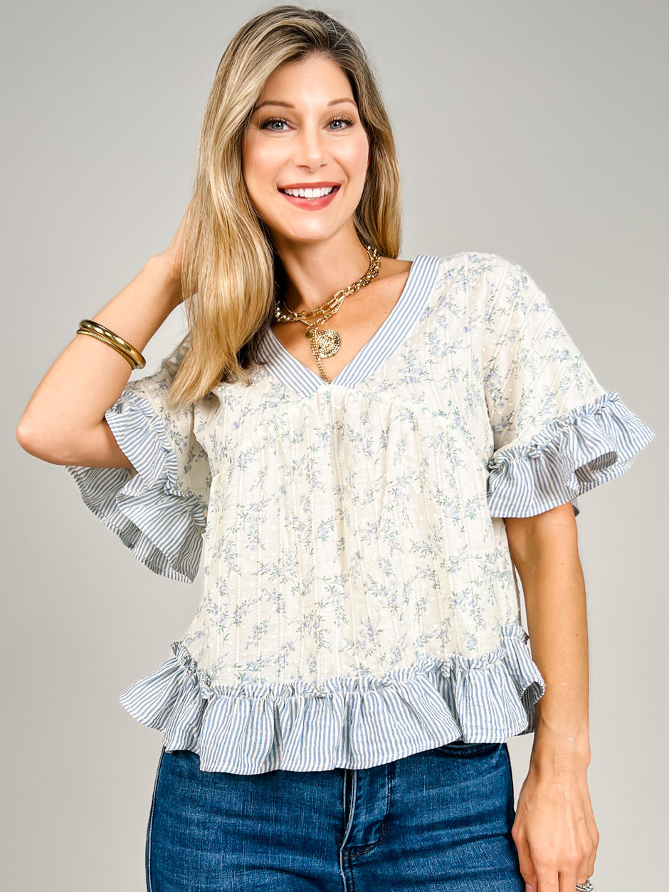Floral Printed Ruffle Hem Top