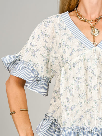 Floral Printed Ruffle Hem Top