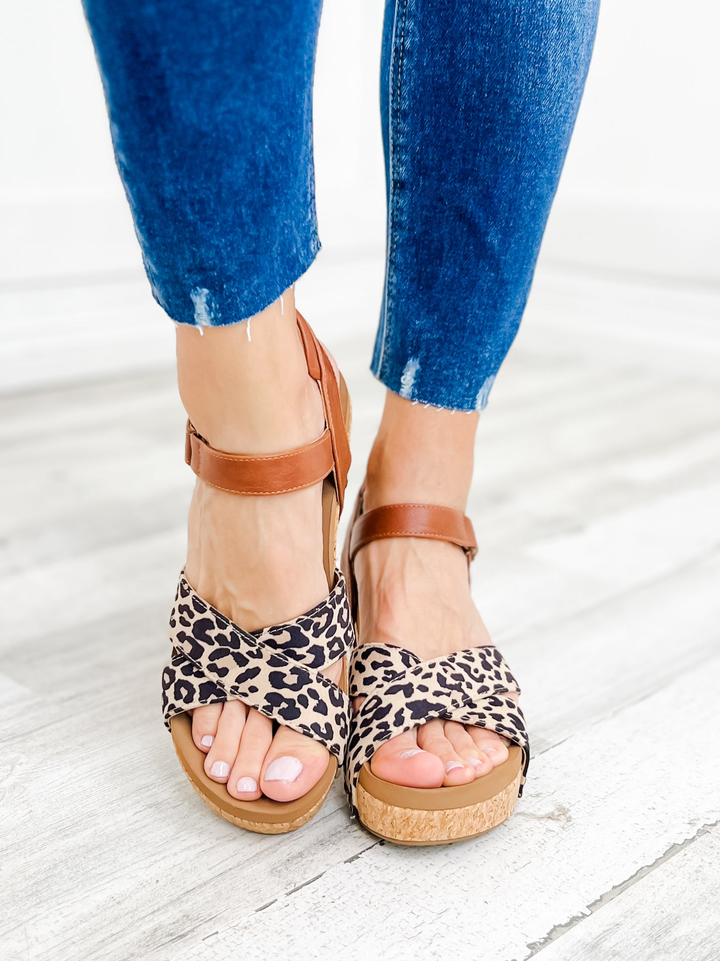 Corky's Kindle Wedge Sandal in Cognac Leopard