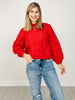 Mock Neck Cable Knit Balloon Sleeve Sweater - GRP A