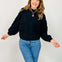 Mock Neck Cable Knit Balloon Sleeve Sweater - GRP A