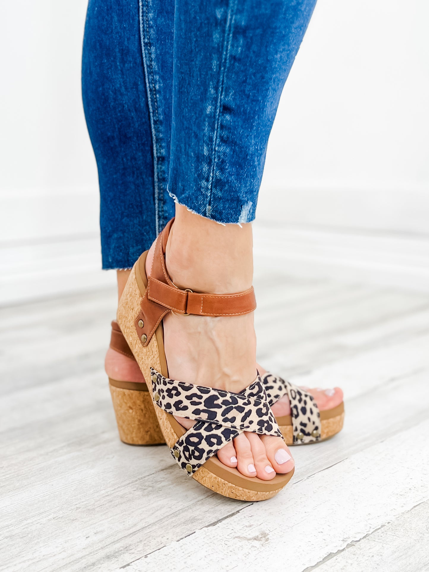 Corky's Kindle Wedge Sandal in Cognac Leopard