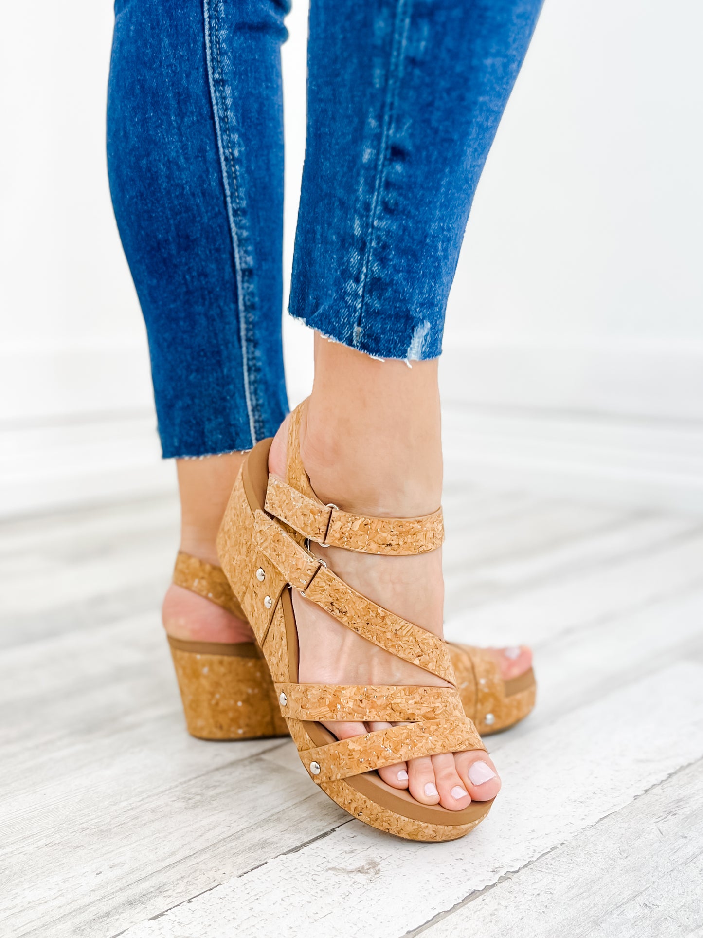 Corky's Giggle Wedge Sandal in Glitter Cork