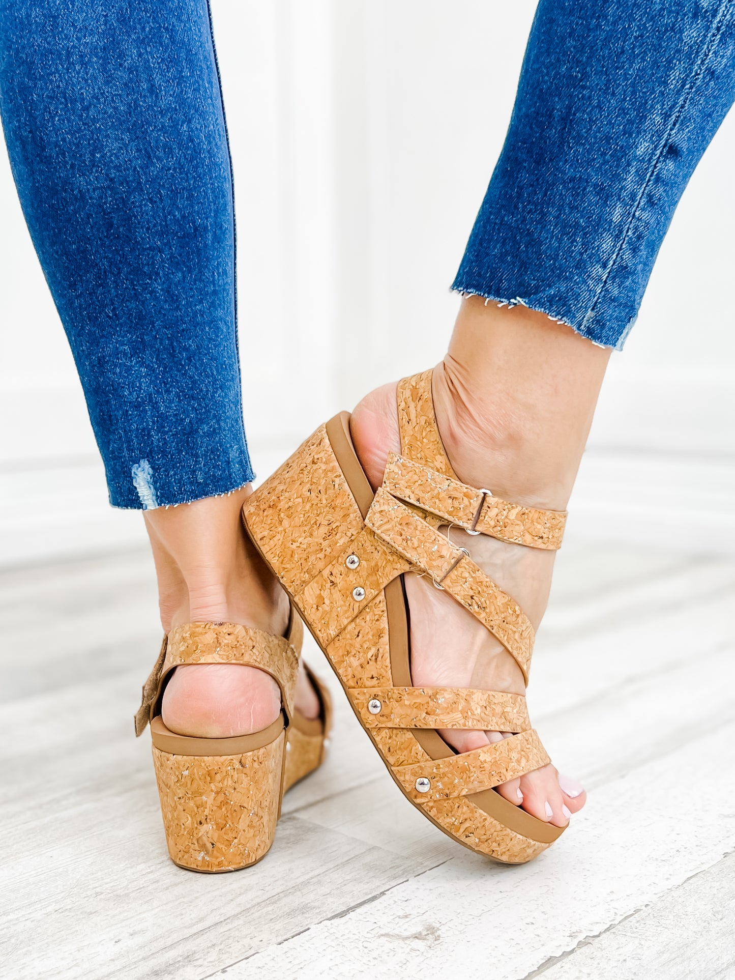 Corky's Giggle Wedge Sandal in Glitter Cork