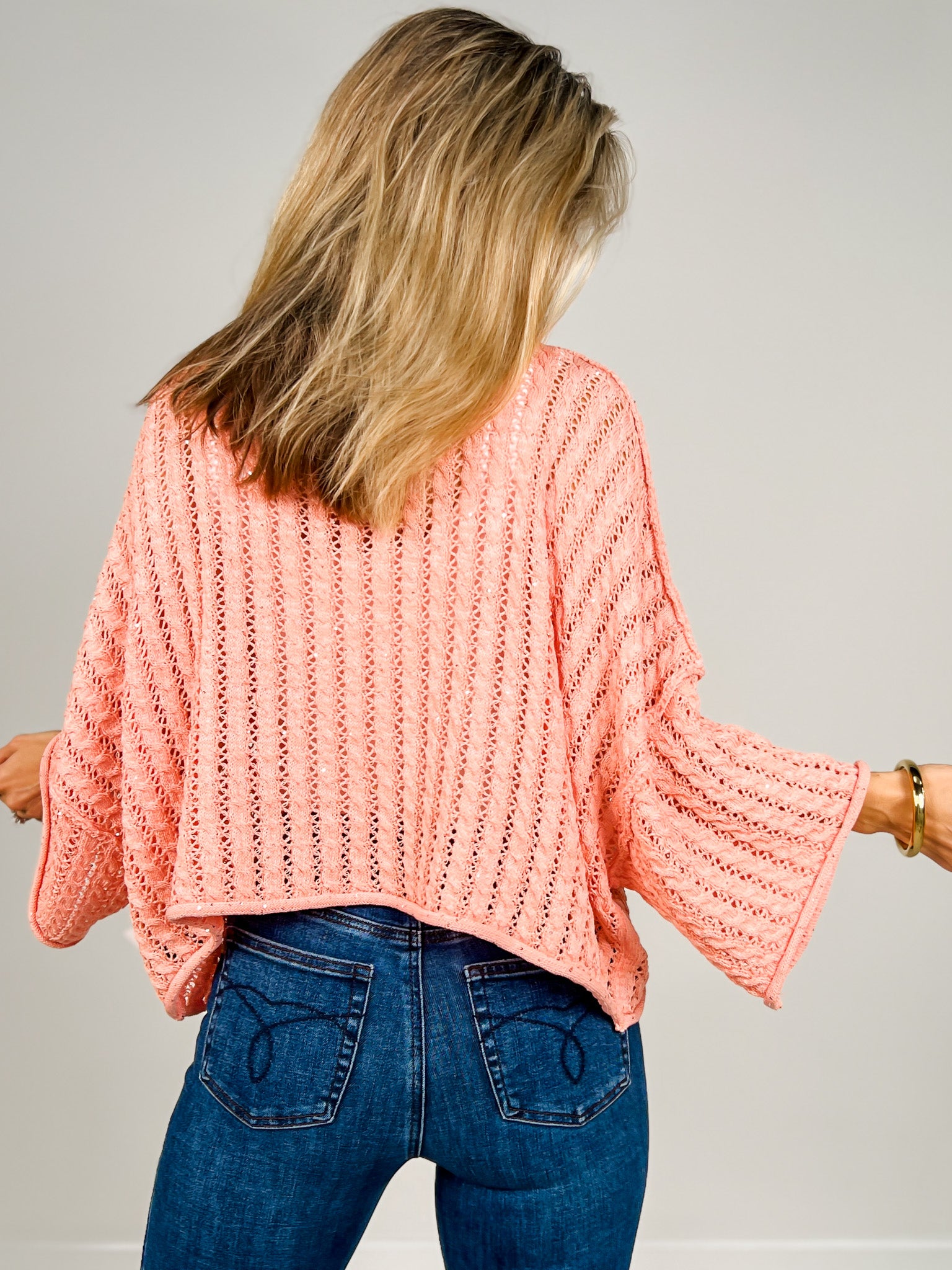 Round Neck 3/4 Sleeve Sweater Top