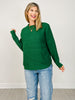 Hi-low Long Sleeve Round Neck Waffle Sweater