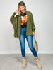 Dolman Sleeve Open Front Cardigan in DARK OLIVE