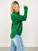 Hi-low Long Sleeve Round Neck Waffle Sweater