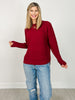 Hi-low Long Sleeve Round Neck Waffle Sweater