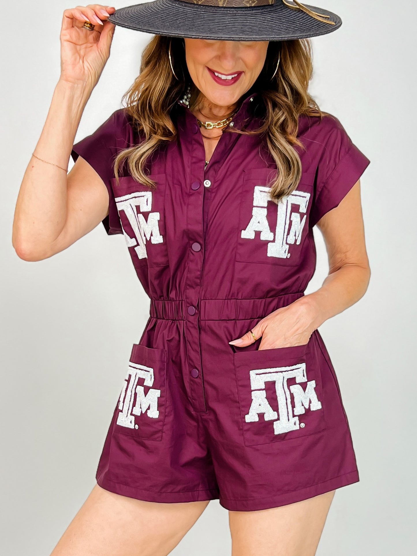 Queen of Sparkles Texas A&M Mascot Pocket Romper