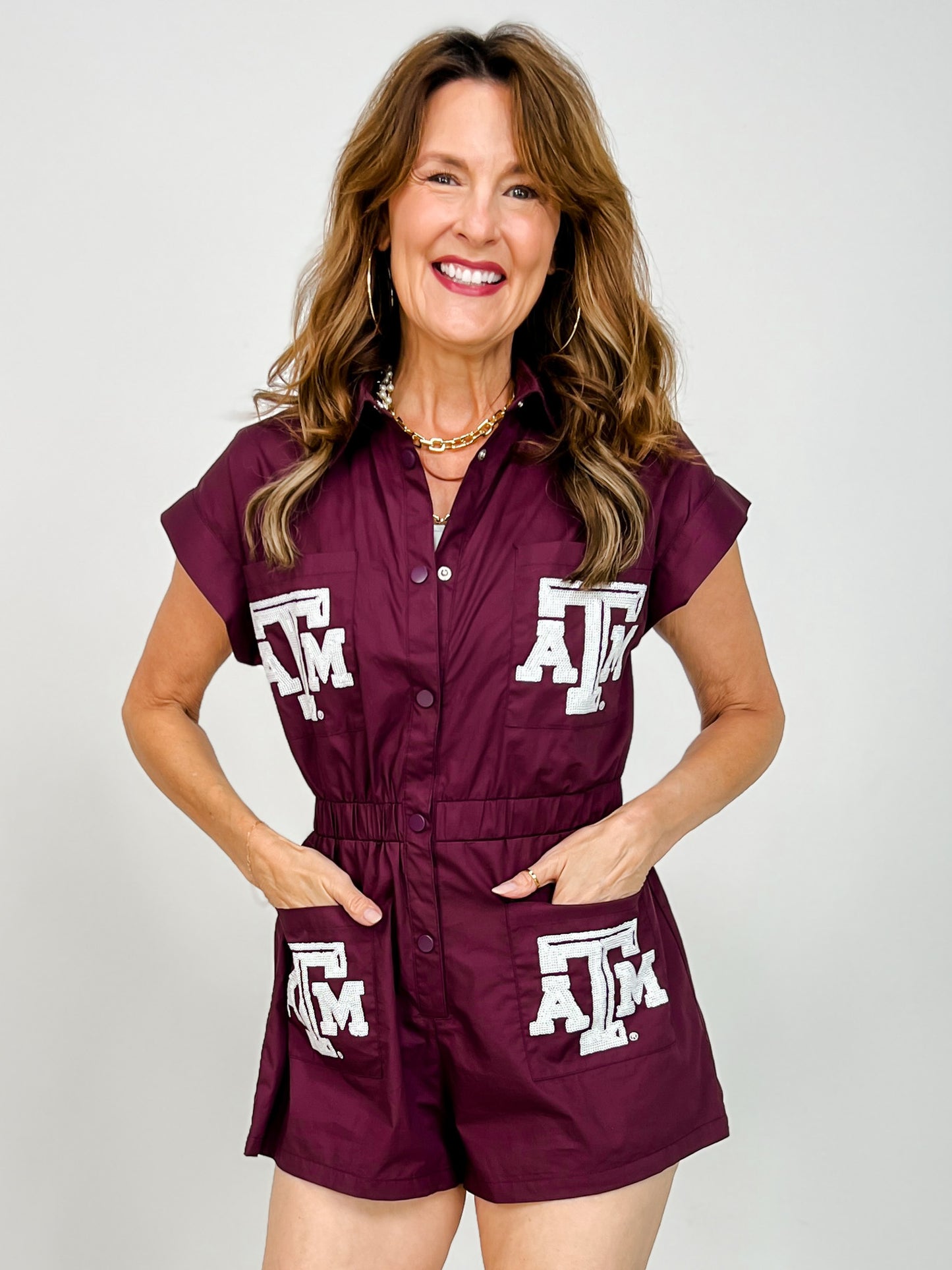 Queen of Sparkles Texas A&M Mascot Pocket Romper