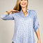 3/4 Roll Up Button Sleeve Top with Mandarin Collar