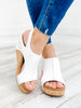 Corkys Carley White Smooth Wedge Sandal