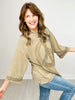 Peace Patch Front Cotton Jersey 3/4 Sleeve Top